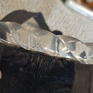 Clear Acrylic Handle Black Textured vintage  Bag